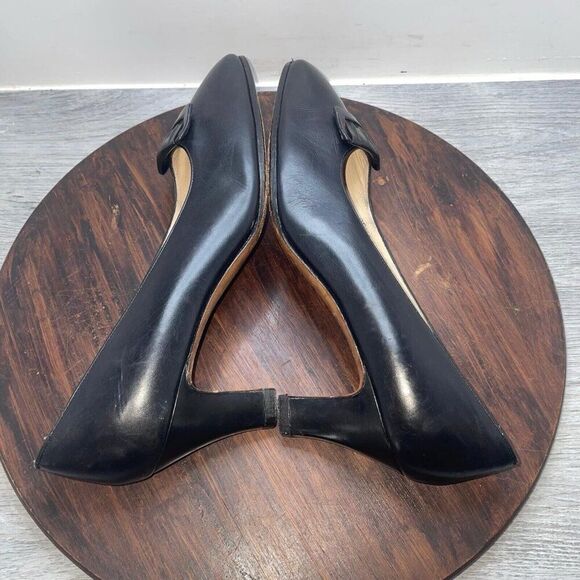 Salvatore Ferragamo Black Women’s 8.5 AA Leather Buckle Pumps Heel Y2K Vintage - Picture 8 of 9